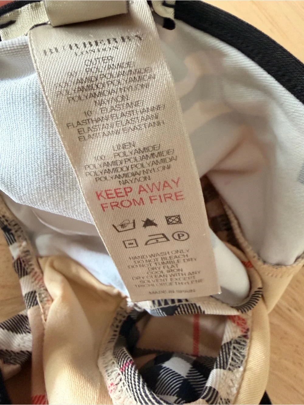 Vintage Burberry Beige Plaid Kids One-Piece Swimsuit 2Y